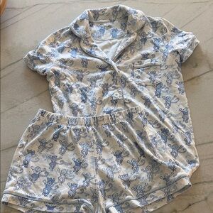 LoveShackFancy x Roller Rabbit-  Blue and White Monkey Pajama Set